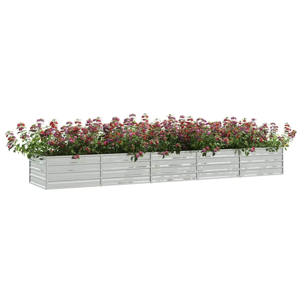 Raised Garden Bed Galvanized Steel 400x80x45 cm Silver