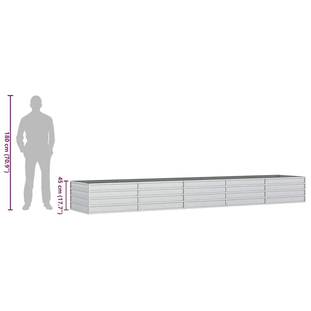 Raised Garden Bed Galvanized Steel 400x80x45 cm Silver