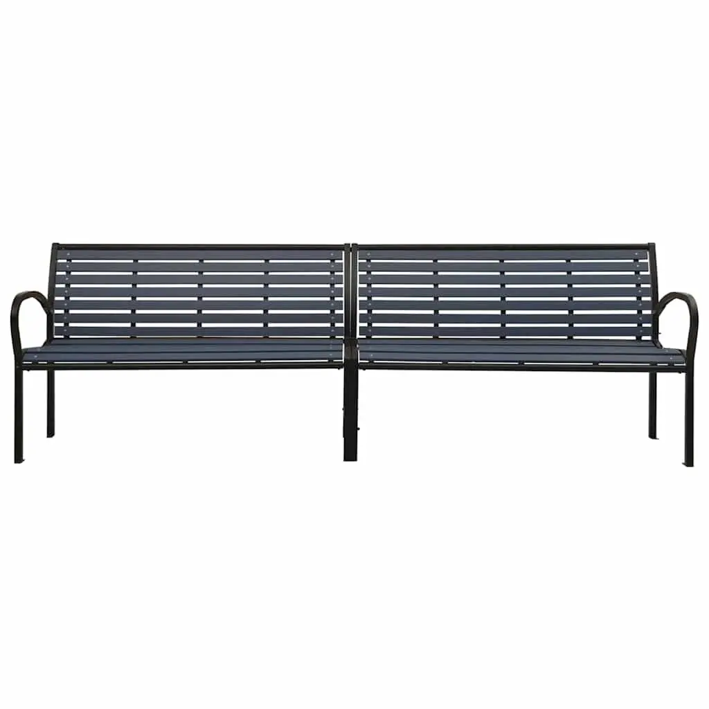 Garden Bench Steel WPC 251cm Black Outdoor Furniture