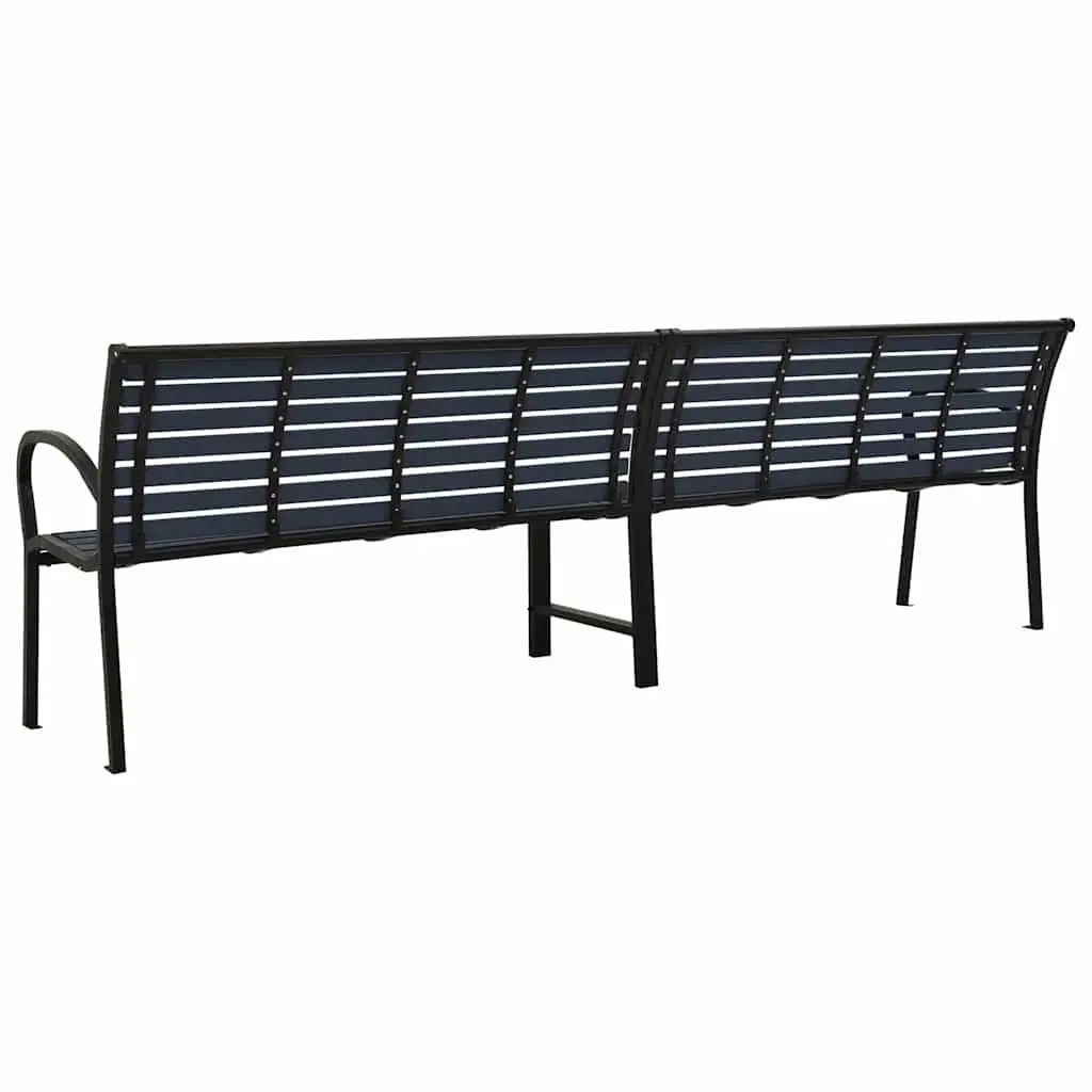 Garden Bench Steel WPC 251cm Black Outdoor Furniture