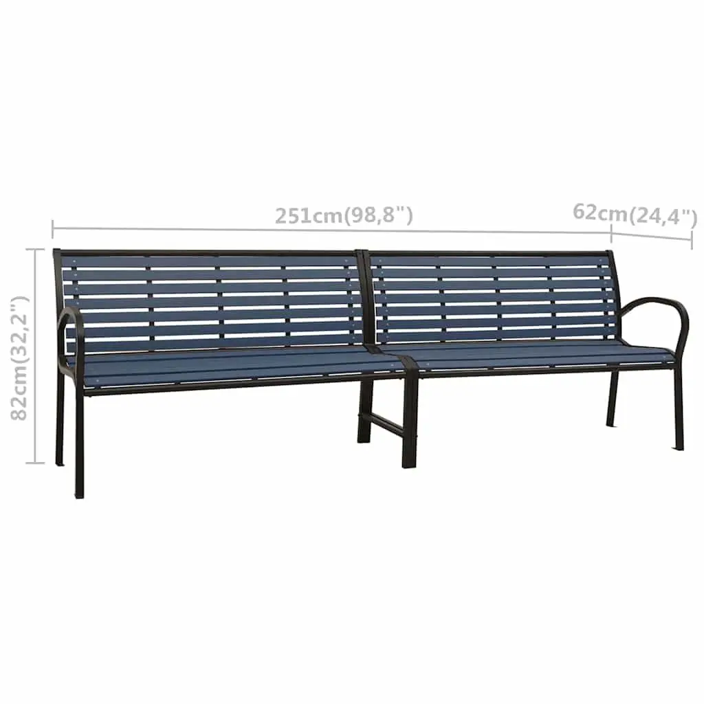 Garden Bench Steel WPC 251cm Black Outdoor Furniture