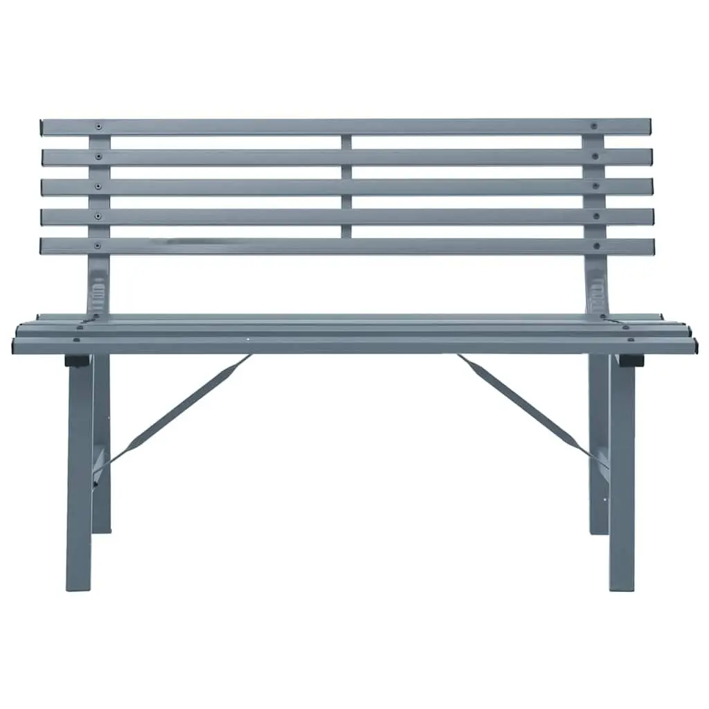 Grey Steel Garden Bench with Slatted Backrest