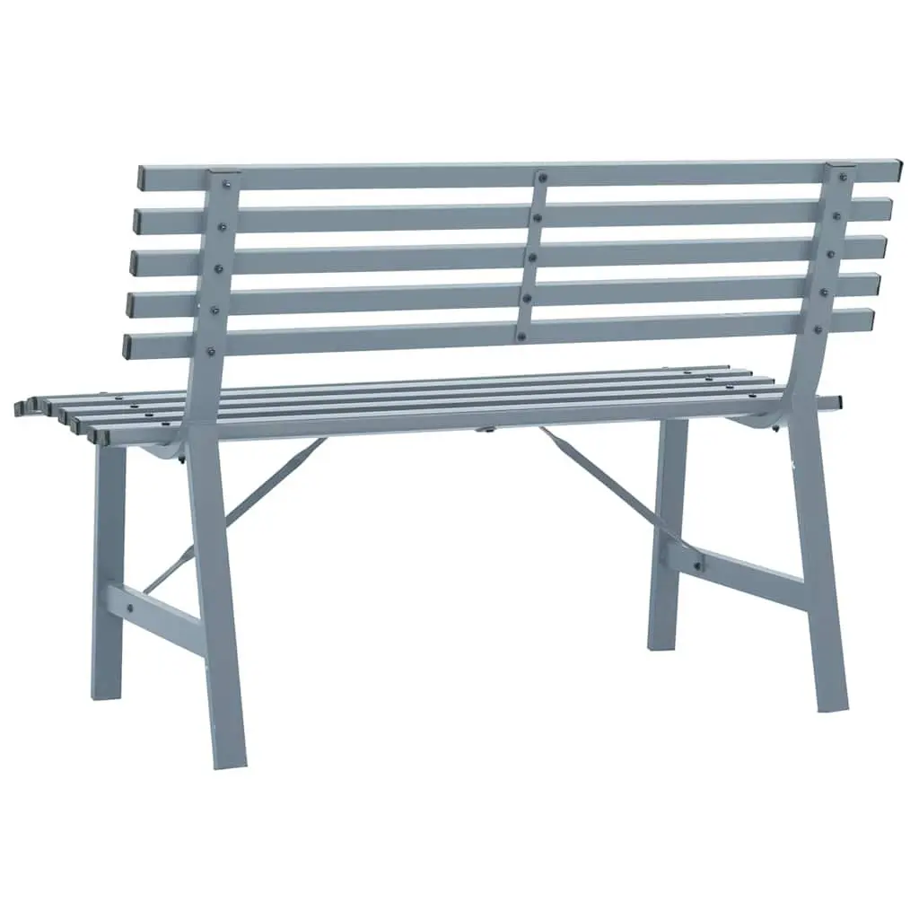 Grey Steel Garden Bench with Slatted Backrest