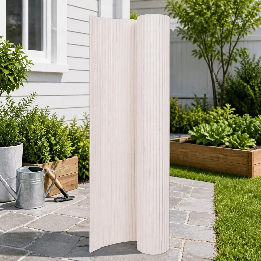 Double-Sided White Garden Fence Panel 90x400cm