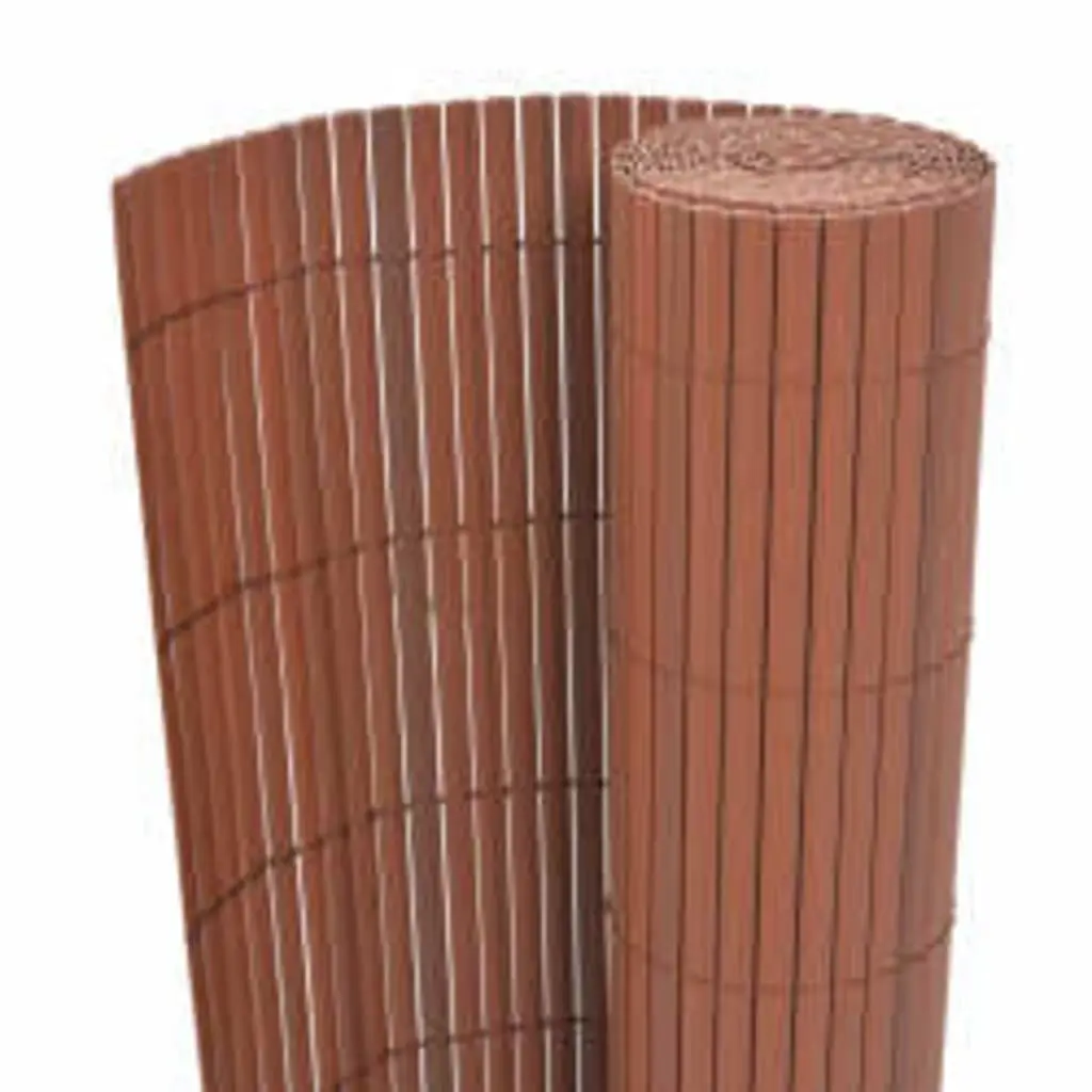 Double-Sided Garden Fence Panel 90x400cm Brown