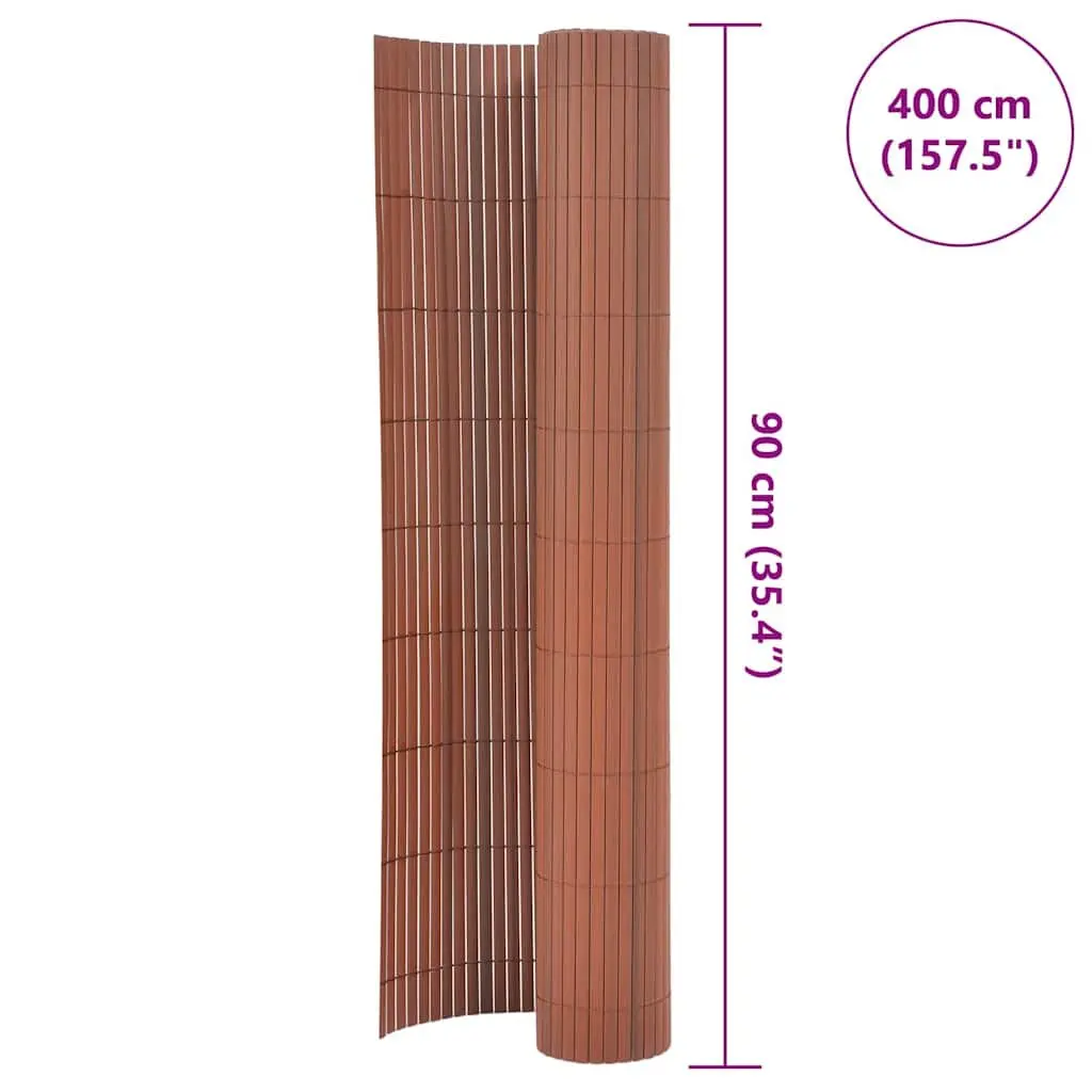 Double-Sided Garden Fence Panel 90x400cm Brown