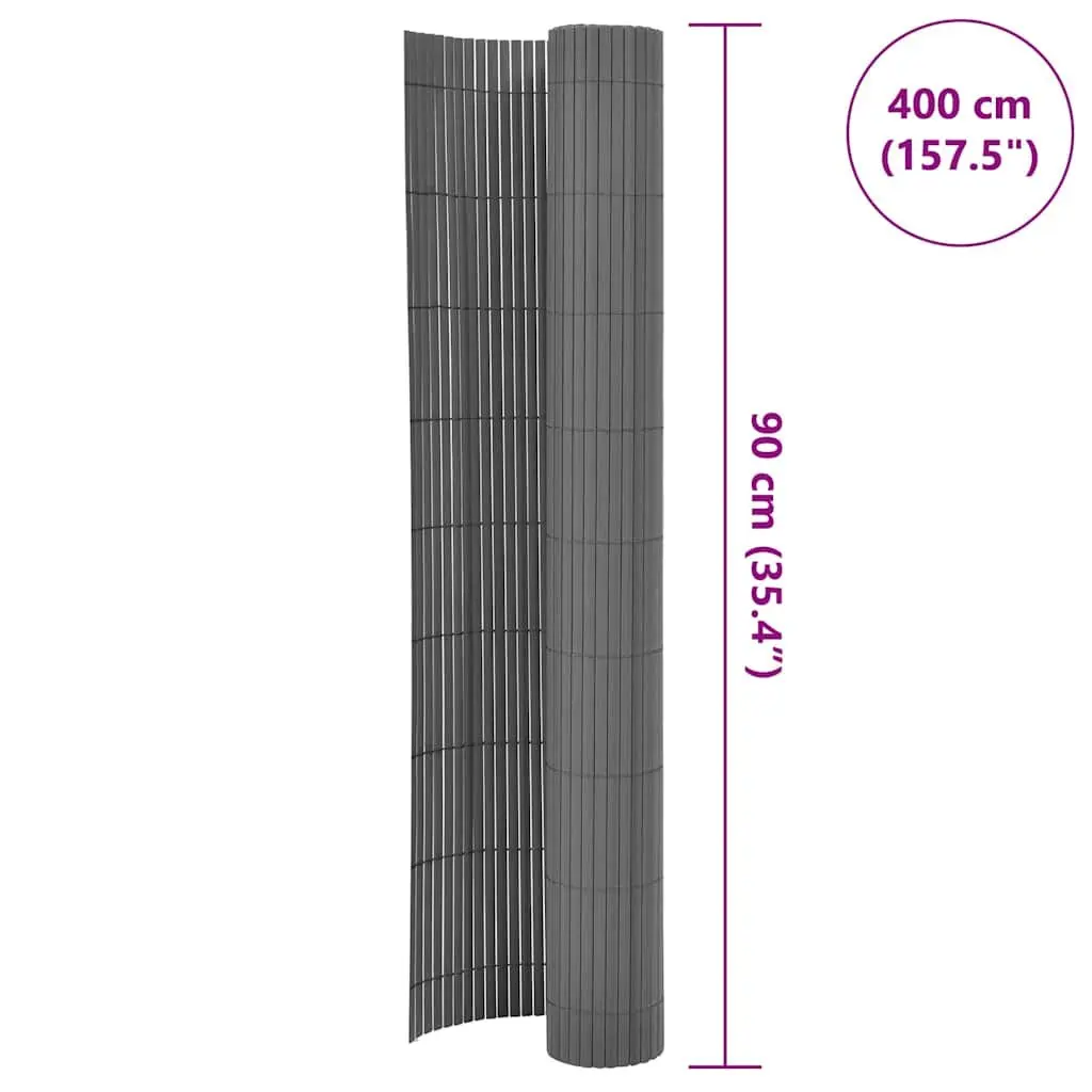 Double-Sided Garden Fence Panel 90x400 cm Grey