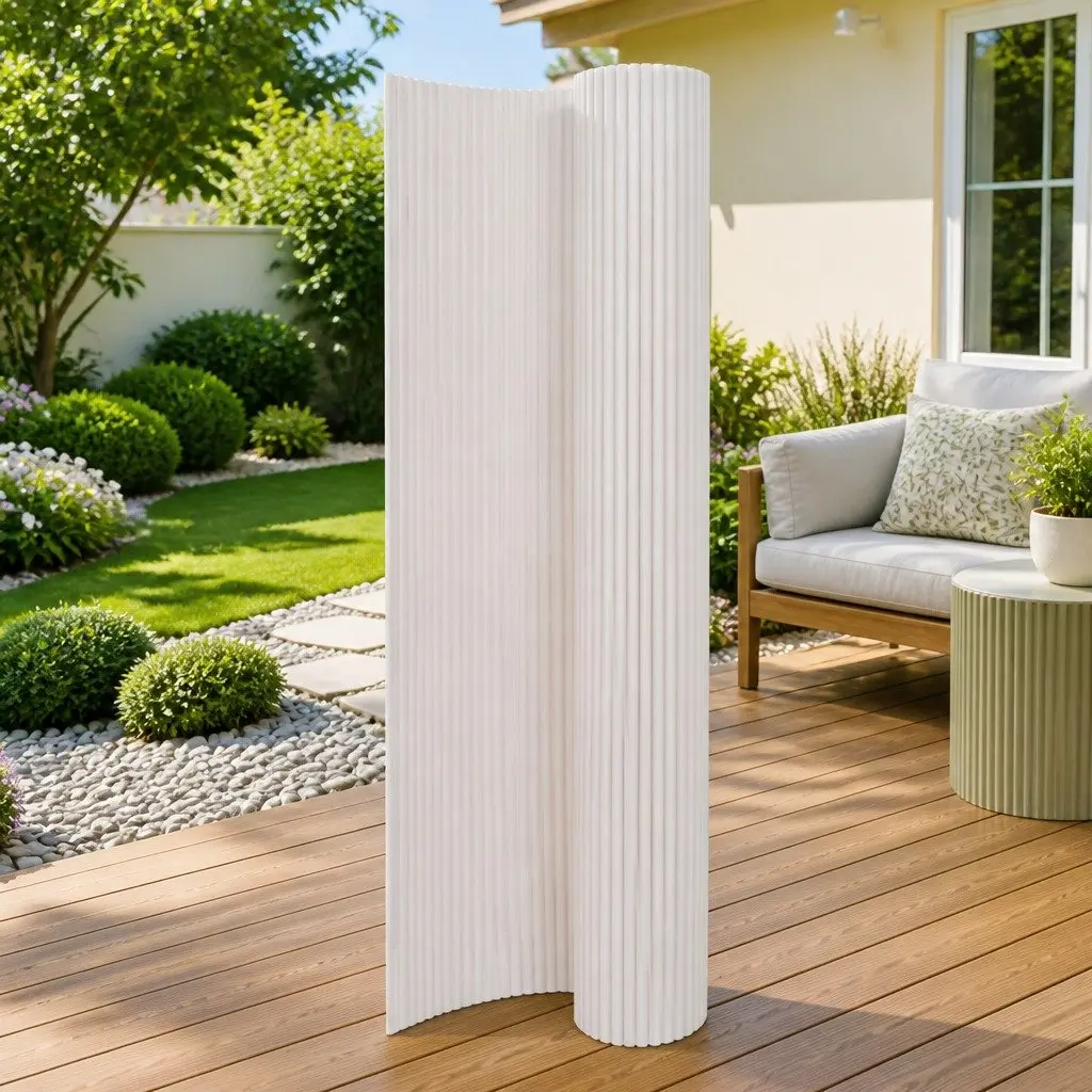 Garden Fence Panel Double-Sided Weather-Resistant PVC 110x300 cm White Decorative Barrier
