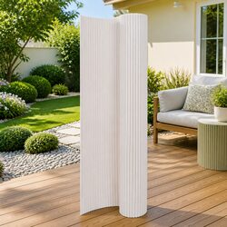 Sturdy Double-Sided Garden Fence Panel 110x300 cm White