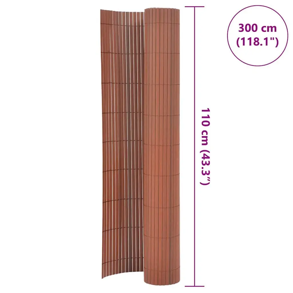 Garden Fence Panel Flexible Brown Outdoor Screening Barrier 110cm x 300cm Double-Sided Weather-Resistant Lightweight Privacy Divider