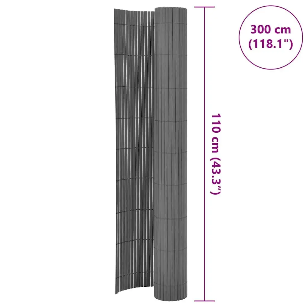 Double-Sided Garden Fence Panel 110x300cm Grey Decorative Barrier Flower Bed