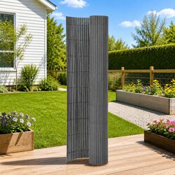 Durable Double-Sided Garden Fence Panel 110x400cm Grey