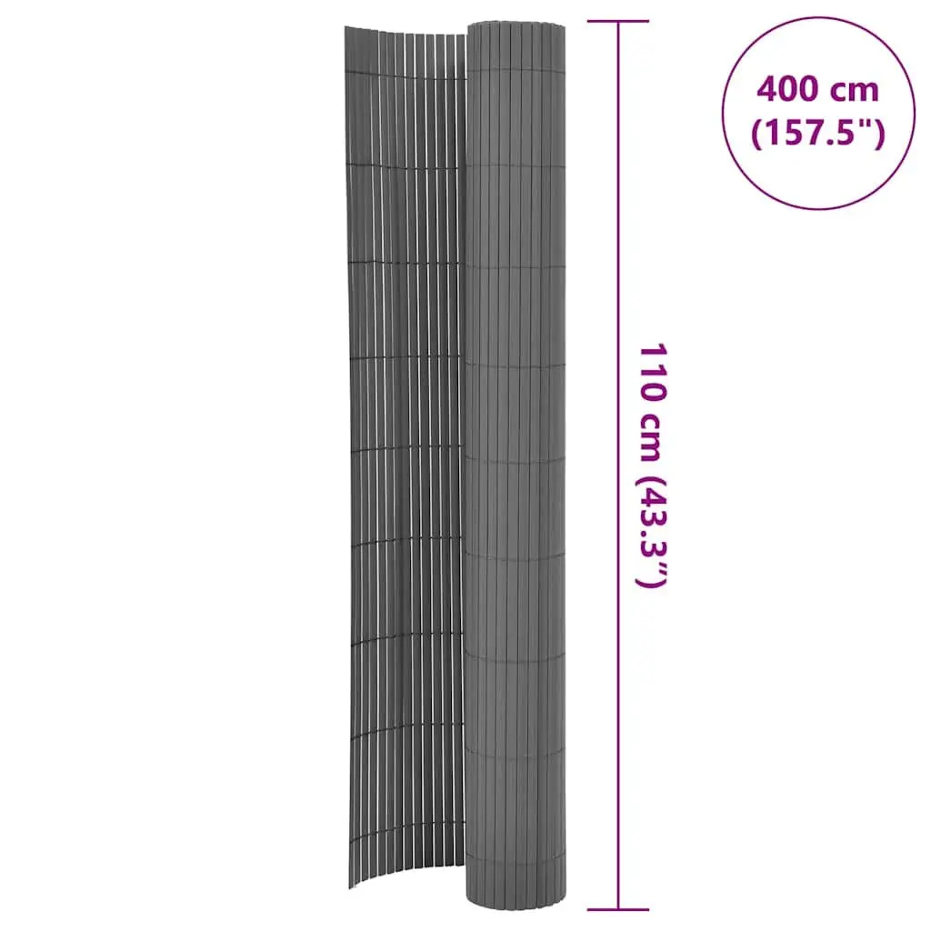 Double-Sided Garden Fence Panel 110x400cm Grey