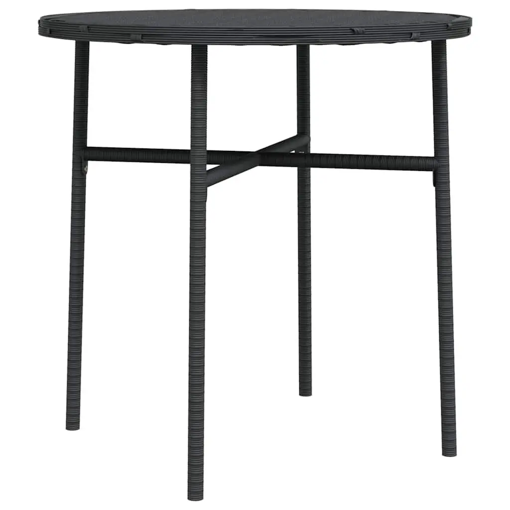 Round Tea Table PE Rattan 45cm Black Outdoor Garden Patio Furniture