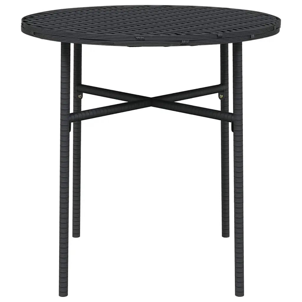 Round Tea Table PE Rattan 45cm Black Outdoor Garden Patio Furniture