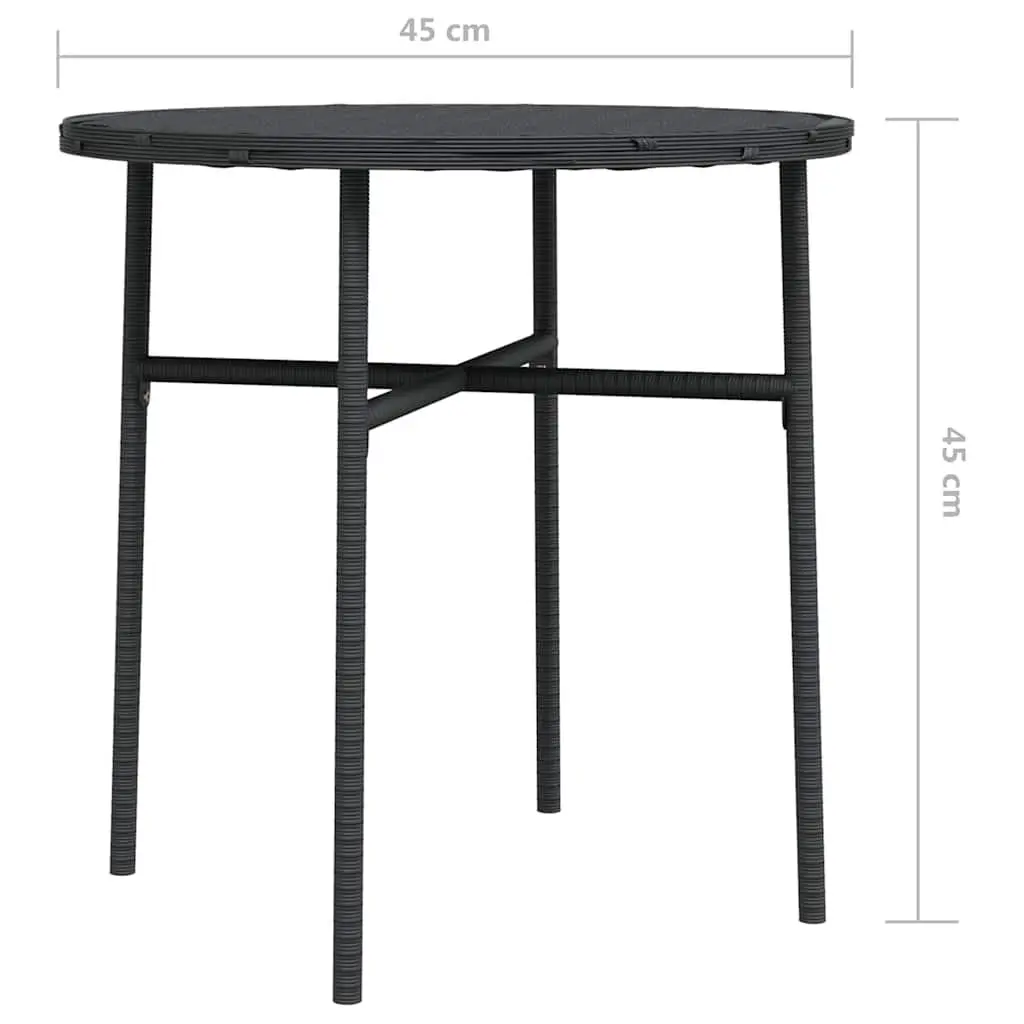 Round Tea Table PE Rattan 45cm Black Outdoor Garden Patio Furniture