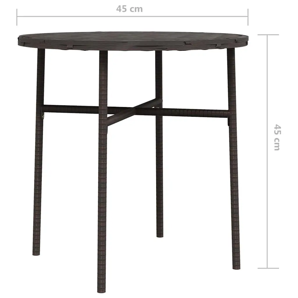 Weather-Resistant Brown Round Tea Table 45cm