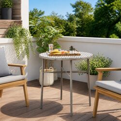 Round Grey Poly Rattan Outdoor Tea Table for Patio