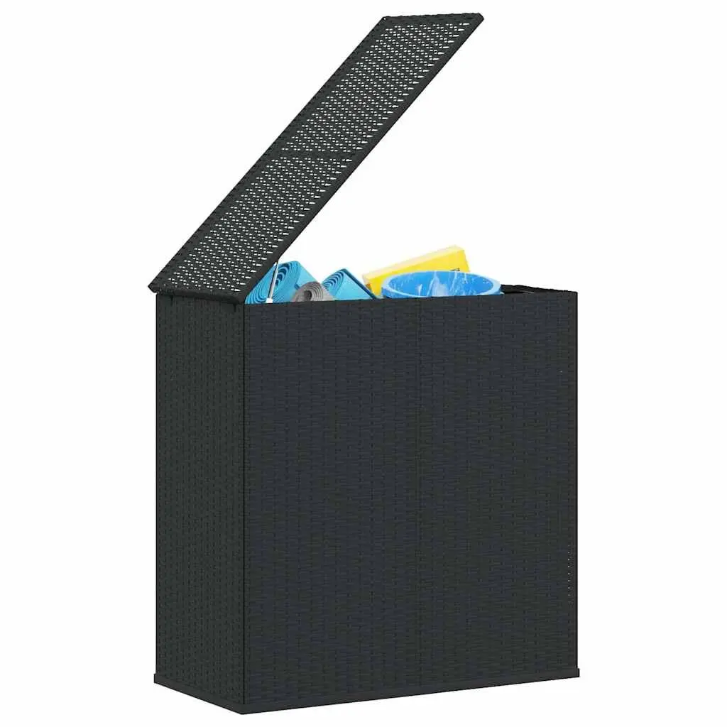 Cushion Storage Box PE Rattan Steel Frame Black 100x49x103.5cm