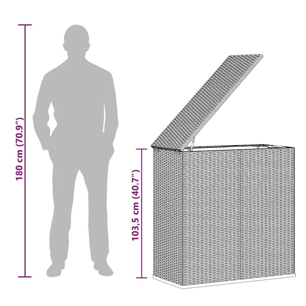 Cushion Storage Box PE Rattan Steel Frame Black 100x49x103.5cm