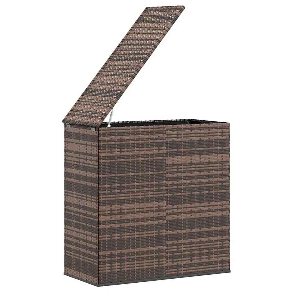 Garden Storage Box PE Rattan Outdoor Cushion Chest Brown Steel Frame