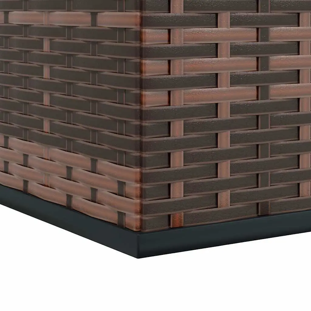 Garden Storage Box PE Rattan Outdoor Cushion Chest Brown Steel Frame
