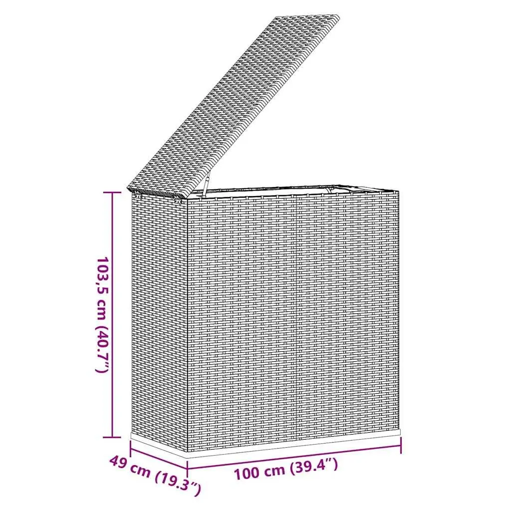 Grey Garden Storage Cushion Box with PE Rattan