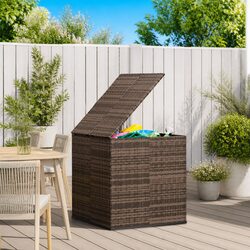 Durable Garden Storage Box with PE Rattan Construction