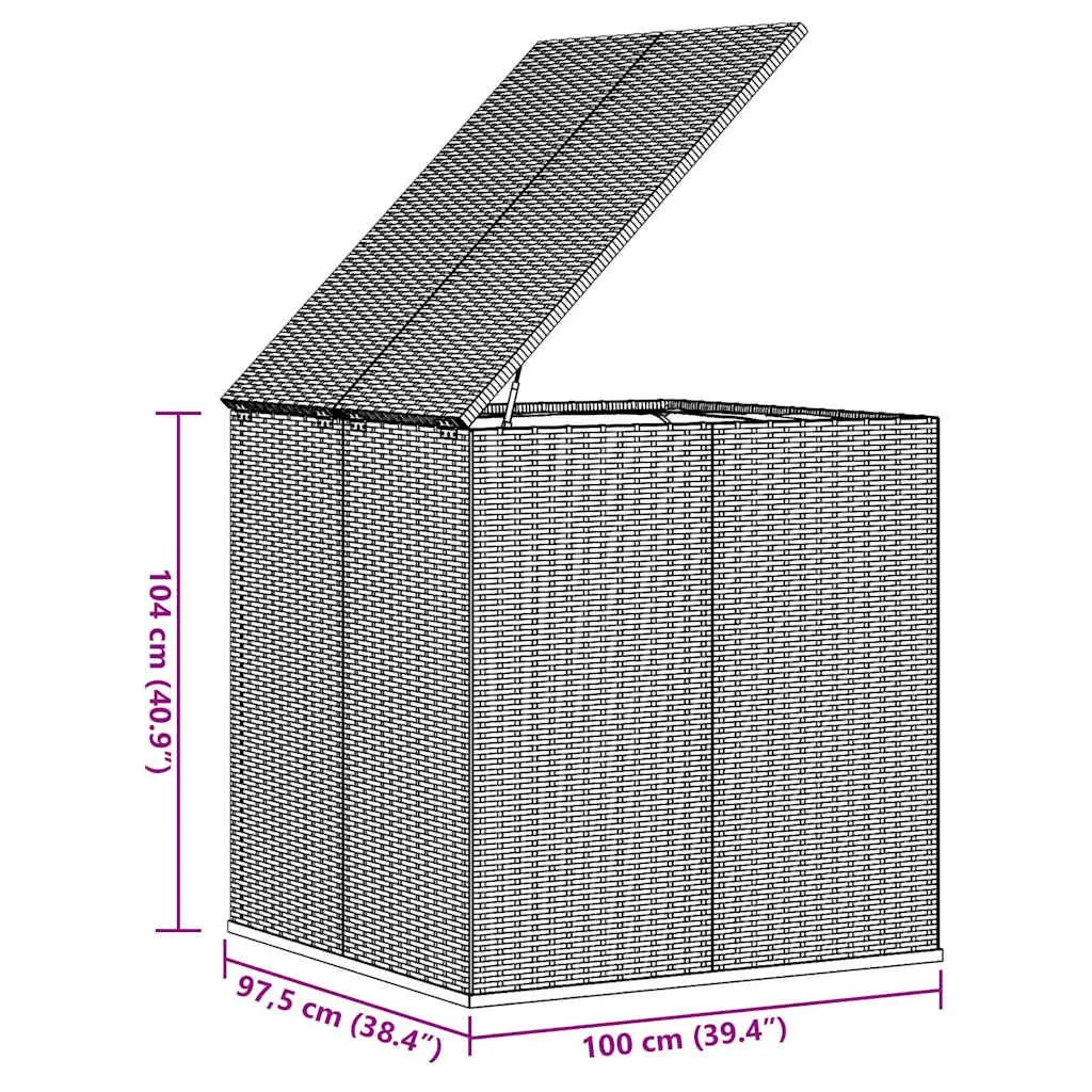 PE Rattan Garden Storage Box 100x97.5x104cm Grey