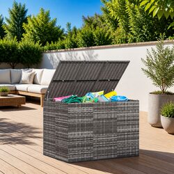 Durable PE Rattan Garden Storage Box 145x100x103cm Grey
