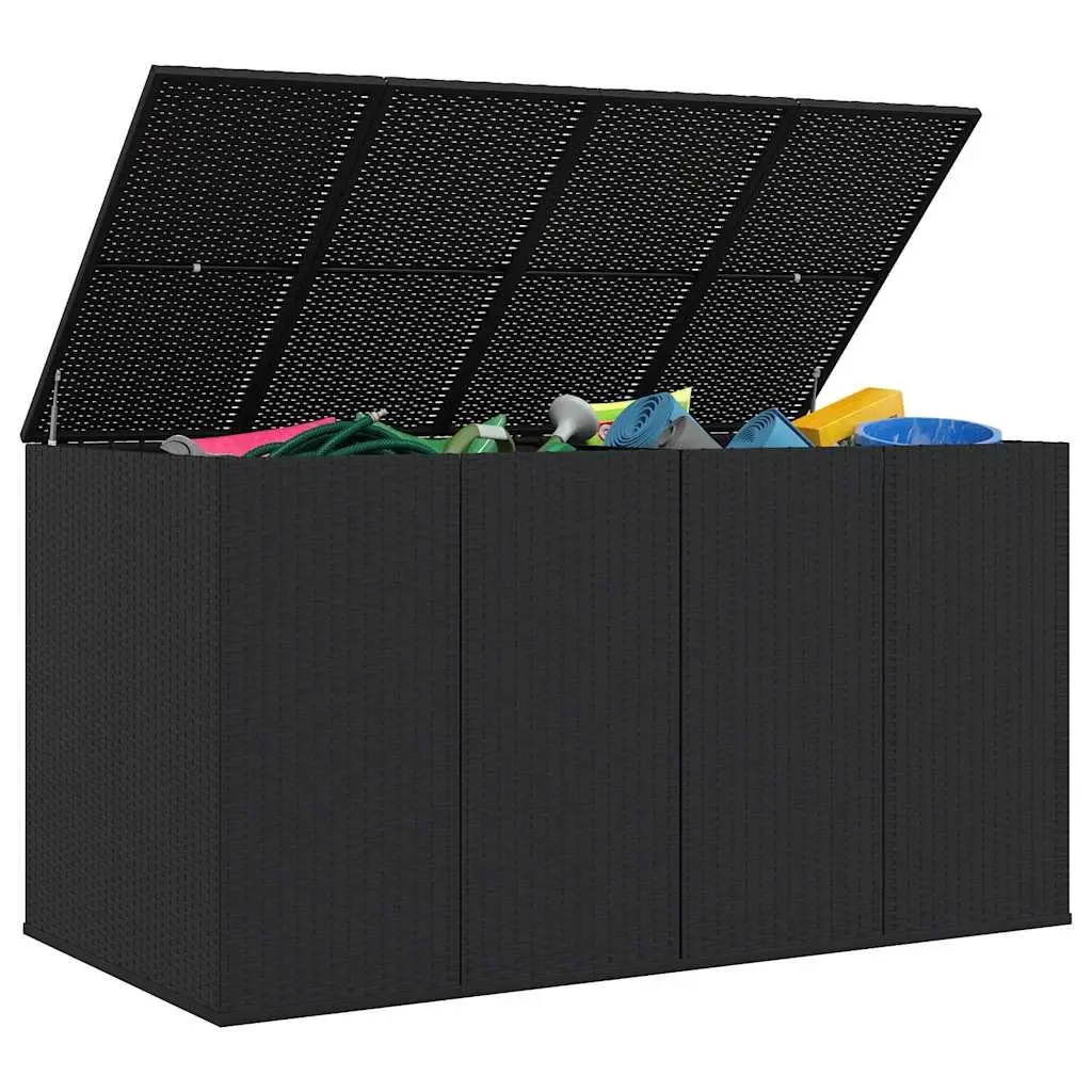 Garden Cushion Storage Box PE Rattan 194x100x103cm Black