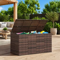 Durable Outdoor Storage Box PE Rattan 194x100x103cm Brown