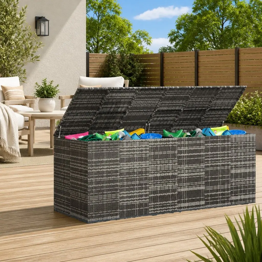 Garden Storage Box with PE Rattan Finish