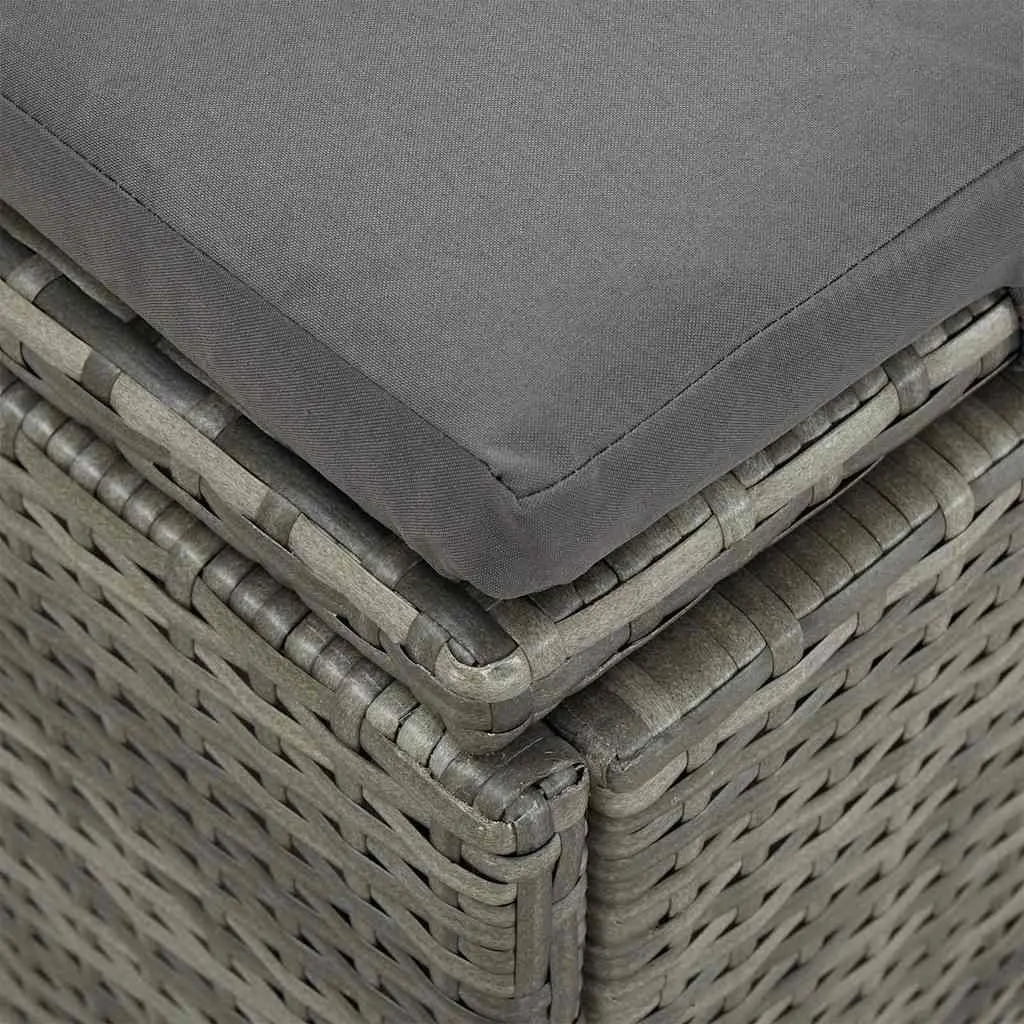 Convertible Sun Bed Sofa PE Rattan Grey Outdoor Lounger