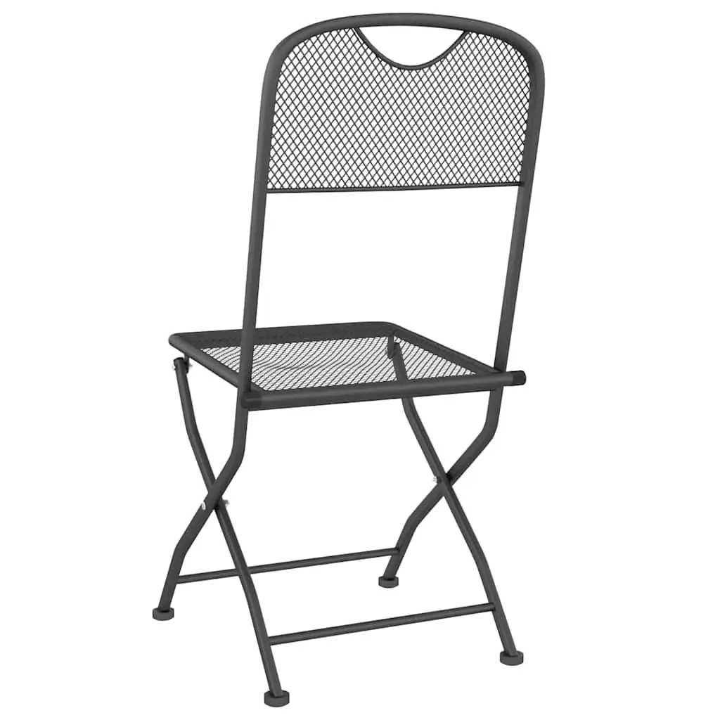 Folding Garden Chairs Iron Anthracite 2 Piece Set Expanded Metal Mesh