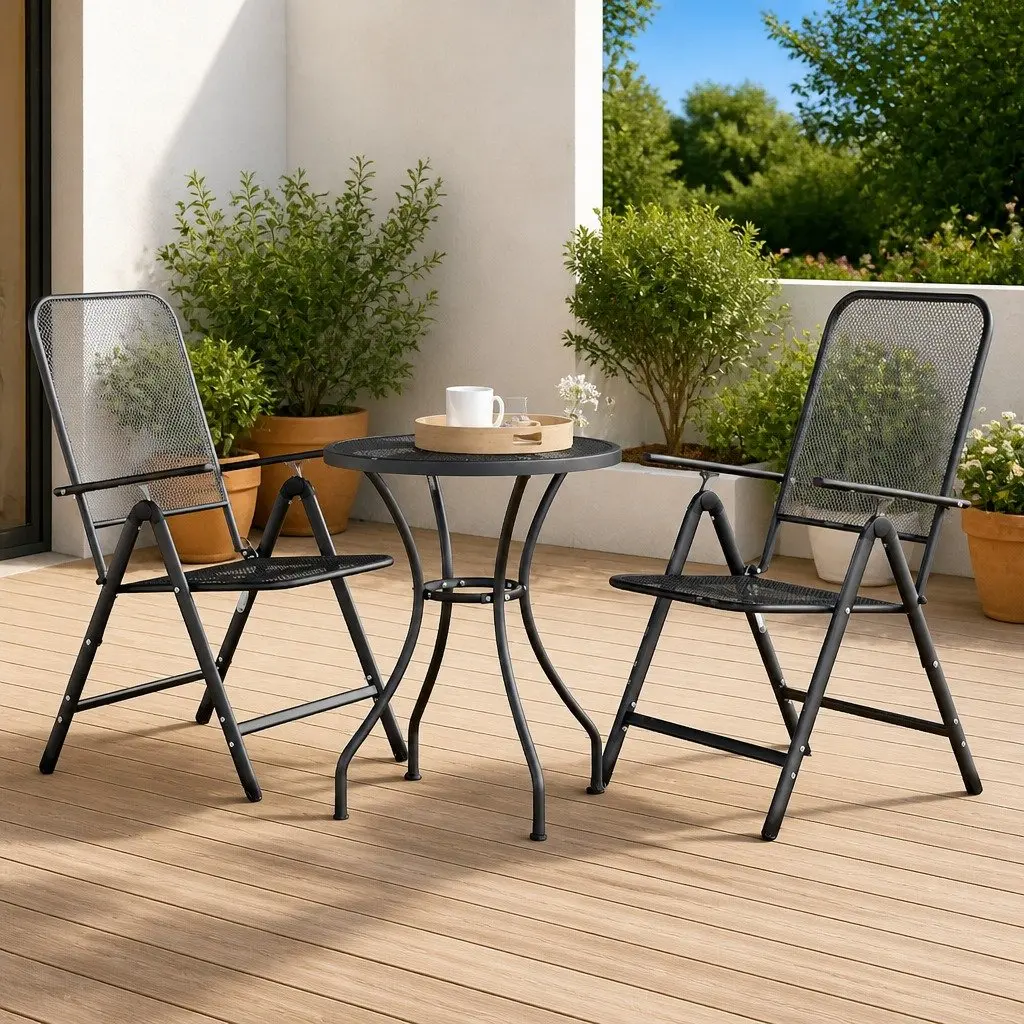 Folding Garden Chairs 2 Pcs with Reclining Feature