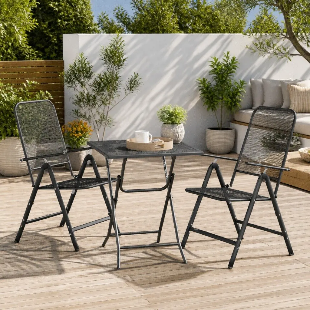 Garden Table Iron 60x60x72cm Mesh Top Anthracite