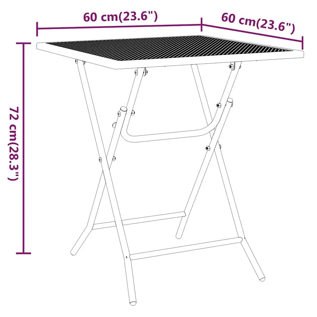 Garden Table Iron 60x60x72cm Mesh Top Anthracite