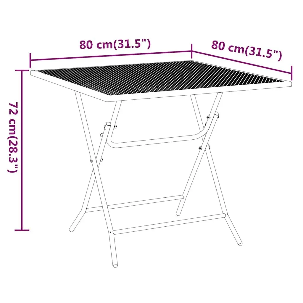 Outdoor Garden Dining Table with Mesh Top 80x80cm