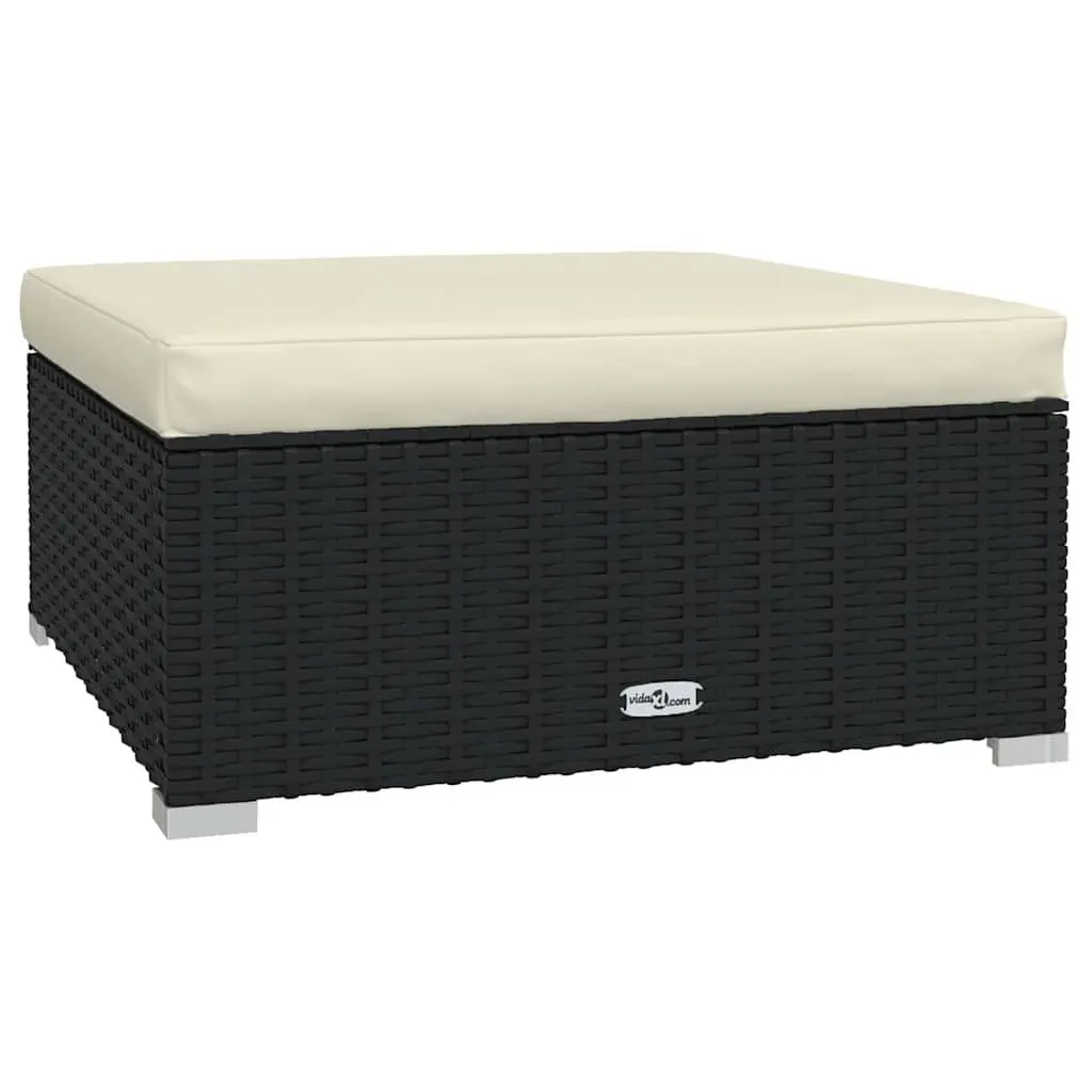 Black Outdoor Ottoman with Cushioned Footrest