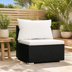 Stylish Black PE Rattan Middle Sofa for Outdoors