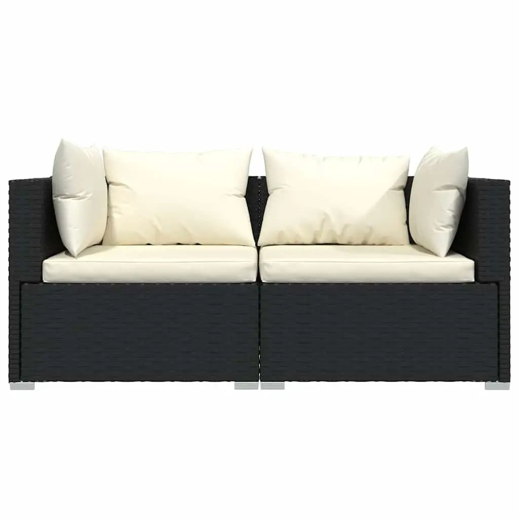 3 Piece Black Rattan Patio Lounge Set