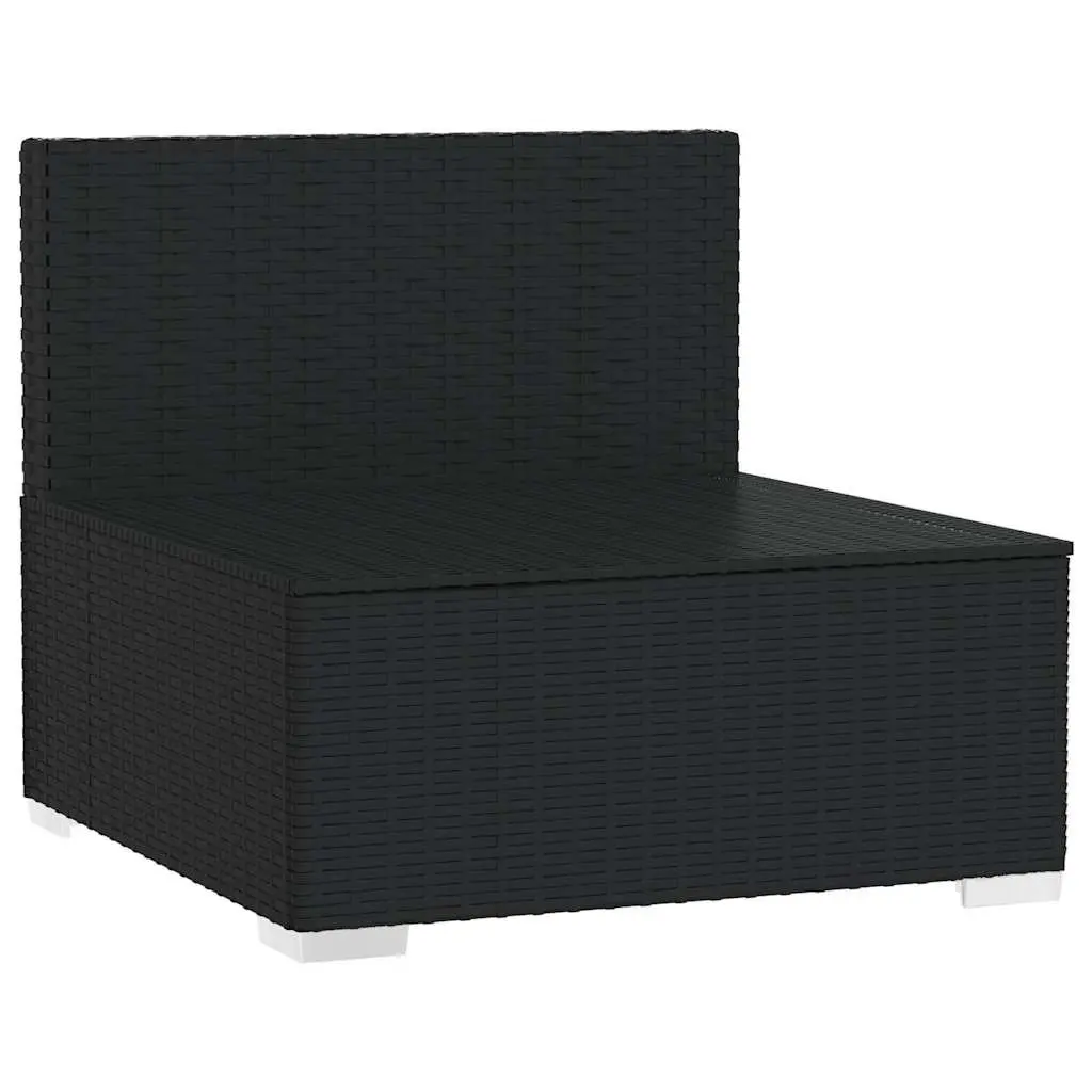 4-Seater Sofa PE Rattan Steel Frame Black Garden Patio Furniture Set with Cushions