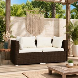 2-Seater Patio Sofa with Durable PE Rattan in Brown