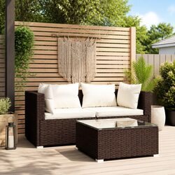 Sturdy 3-Piece Garden Lounge Set with Rattan Sofa