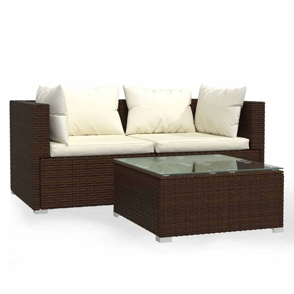 3-Piece Garden Lounge Set with Rattan Sofa
