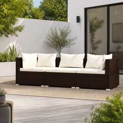 Durable 3-Seater Outdoor Sofa with Cushions for Garden