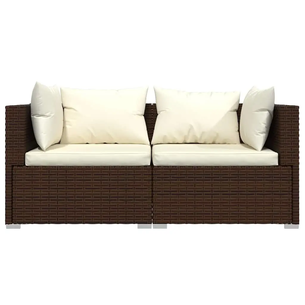 Outdoor Sectional Sofa Set Waterproof PE Rattan 3 Piece Brown