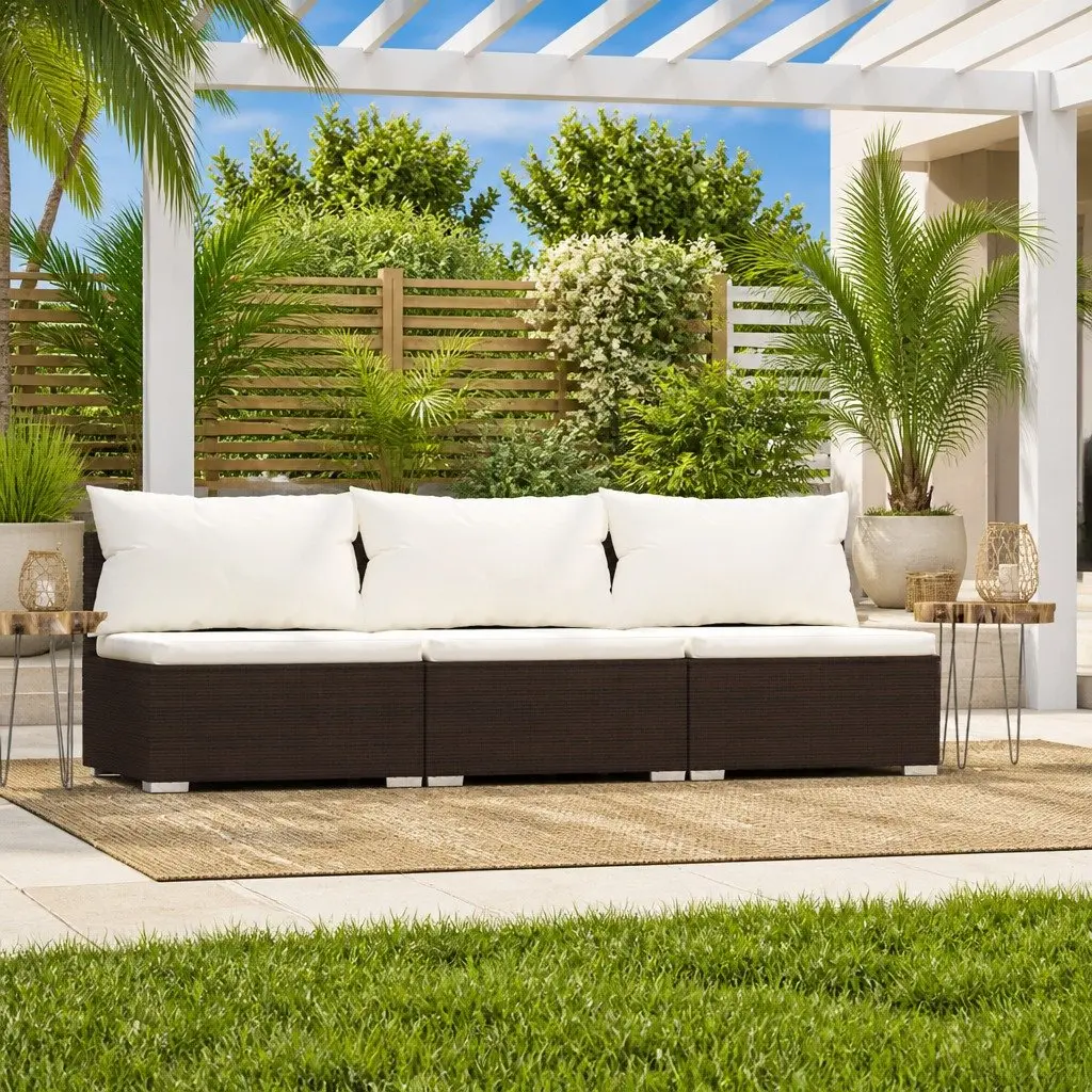 3-Seater Garden Sofa with Durable Brown Rattan