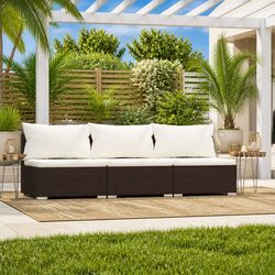 Stylish 3-Seater Garden Sofa with Durable Brown Rattan